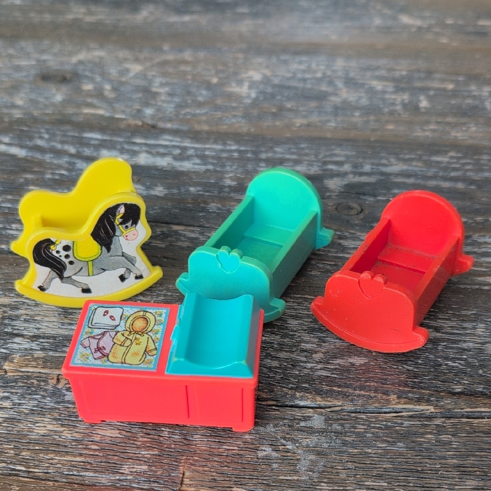 Vintage Fisher Price Little People Nursery Accessories 70's